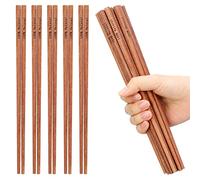 10 pares de palillos de madera natural reutilizables con impresión 100% natural, sin pintura, palillos chinos japoneses de 9.84 pulgadas, juego de regalo para sushi, platos asiáticos, fideos, ramen