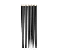10 pares de palillos reutilizables de fibra de vidrio, aptos para lavavajillas, 23 cm, palillos negros japoneses, chinos coreanos para alimentos, antideslizantes, fáciles de usar, dorados, 5 pares