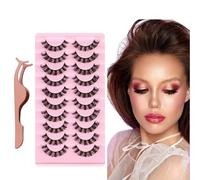 10 Pares de Pestañas Postizas 3D, Extensiones de Pestañas Artificiales Naturales, Pestañas Postizas con Clip, Pestañas en Tiras, Pestañas Esponjosas para Maquillaje de Ojos