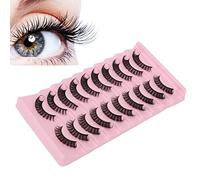 10 pares de pestañas postizas, juego de pestañas postizas DD Curl Wispy Fluffy Reutilizables 3D -Multi Capa (DH06-4)