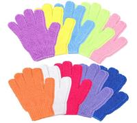 10 Pares Guante Manopla Exfoliante Corporal, Guantes Exfoliantes de Crin Ducha Corporals, Guantes de Baño de Cinco Dedos para Hombres, Mujeres, Niños, Bañera, Masaje, Spa - 10 colores