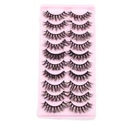 10 Pares Pestañas Postizas de Aspecto Natural, Diez Negro, Mujer | Efecto Delicado para Boda y Sesión Fotográfica, Imitación, Cómodo Uso, Mirada Grande