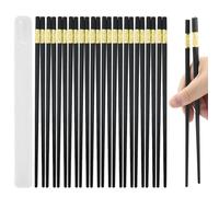 10 pares "Ru Yi" Palillos chinos negros con caja de palillos, palillos de 9,5 pulgadas, palillos aptos para lavavajillas, palillos de aleación, palillos de aleación reutilizables, antideslizantes