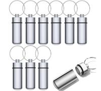 10 pastilleros portátiles de primeros auxilios, mini pastillero de aluminio impermeable, llavero para medicamentos, vitaminas y suplementos (plateado)