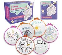 10 patrones de bordado presellados para principiantes, kit de bordado para niños y niñas, kits de punto de cruz para principiantes, costura artesanal, perfecto para edades de 7 a 13 años