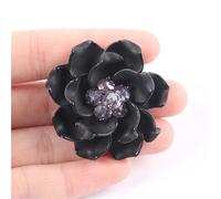 10 Pc Acrylic Rose Pearl Crystal Petal Flower Floral Sewing Patches Patch For Dress Making Diy Craft(03-08Black)