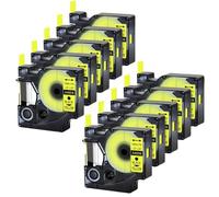 10 pcs 12 mm de etiqueta negra en amarillo compatible con cinta de cinta D1 45018 cinta de etiqueta estándar de 1/2 pulgada para impresoras LabelManager 100 120p