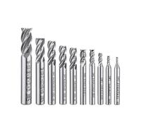 10 Pcs 4-flute End Mill Bits, 0.08" - 0.47" Hss Cnc Straight Shank Drill Bits Cutter Tool Set for Wood Aluminum Steel Titanium