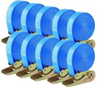 10 Pcs 800kg Cinchas de Amarre Carraca,6m de Largo y 25 mm,Cinchas Correa de Amarre,Eslingas de Carga, Cinta de Amarre con Trinquete,para Baca Coche, Surf, Bici, Kayak, Moto Resistente,Azul