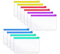 10 PCS A6 Bolsas para Carpetas, Bolsas Transparentes A6 6 Agujeros Carpeta Bolsillos para Cuadernos Documentos Carpetas de Anillas (5 Colores)