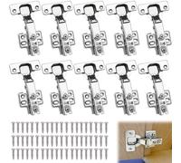 10 Pcs Bisagras Puertas Cocina con 60 Tornillos, Bisagra Muebles Angulo Apertura 90°, Articulación Gabinete Invisible, Charnés Amortiguador Cierre Automático para Armarios, Dormitorio, Zapateros