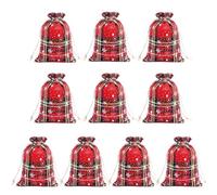 10 Pcs Bolsas De Cordón De Navidad Bolsas De Presente a Cuadros Bolsas De Saqueo De Almacenamiento De Navidad Bolsos para Fiestas De Fiesta para Suministros De Decoración De Fiesta De Navidad