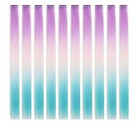 10 Pcs Colored Hair Extensions Omber 3 Colors Colorful Clip In 18 Inch Synthetic Straight(3S-10)