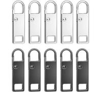 10 Pcs Cremallera de Repuesto, Tiradores de Cremallera de Metal, Lengüetas Desmontables, Reemplazo para Equipaje, Chaquetas, Mochilas y Ropa