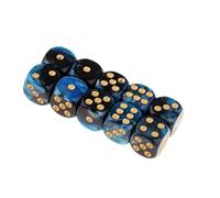 10 PCS Dados de rol, Dados rol ROL DND, 16mm D6 Dado Acrílicos, Negro-Azules con Bolsa de Tela, para Juegos de Mesa, Mesa, Lecciones de Matemáticas