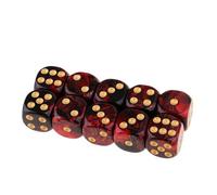 10 PCS Dados de rol, Dados rol ROL DND, 16mm D6 Dado Acrílicos, Rojo-Negros con Bolsa de Tela, para Juegos de Mesa, Mesa, Lecciones de Matemáticas