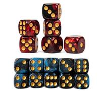 10 PCS Dados de rol, Dados rol ROL DND, 16mm D6 Dado Acrílicos, Rojo-Negros y Negro-Azules con Bolsa de Tela, para Juegos de Mesa, Mesa, Lecciones de Matemáticas