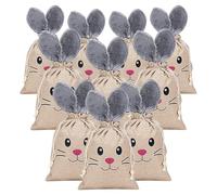 10 Pcs Easter Bunny Bags With Drawstring - Bunny Candy Pouch | Festive Treat Wrapping Bags - For Boys Girls Spring Party Basket Stuffer Family Gathering Wedding Chocolate Handicrafts Shops Office