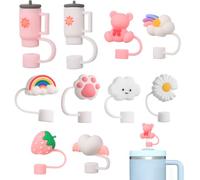 10 Pcs Funda para Pajita, 10 mm Fundas de Silicona para Stanley Cup Accesorios, funda de pajita silicona a prueba de fugas y a prueba de polvo