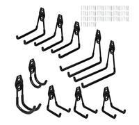 10 PCS Heavy Duty Garage Hook Set, Wall Mount Bike Holder with Coating for Tool Storage, Garden Organization Ceiling Hanging Method
