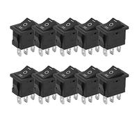 10 Pcs Kcd1 Mini Interruptores Basculantes, Interruptor de Barco Cuadrado Pequeño de 3 Pines para Electrodomésticos, Automóvil, Terminal de Conexión Plateada Basculante de 3