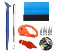10 Pcs Kit Vinilo Herramientas De Película, Instalación De Tinte De Envoltura De Ventana De Película Protectora De Vidrio Vehículo, Kit Espatula Vinilo con raspadores de Fieltro, Cuchillo de precisión