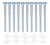 10 Pcs M10 Tornillos Tirafondos para Madera, Tornillos de Cabeza Hexagonal, Tornillos Autorroscantes, Tornillos para Madera con Arandelas para Soporte TV Plataforma (M10 x 160 mm)