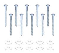 10 Pcs M10 Tornillos Tirafondos para Madera, Tornillos de Cabeza Hexagonal, Tornillos Autorroscantes, Tornillos para Madera con Arandelas para Soporte TV Plataforma (M10 x 120 mm)