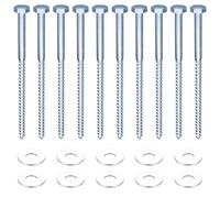 10 Pcs M10 Tornillos Tirafondos para Madera, Tornillos de Cabeza Hexagonal, Tornillos Autorroscantes, Tornillos para Madera con Arandelas para Soporte TV Plataforma (M10 x 180 mm)