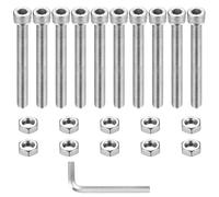 10 Pcs M10 Tornillos y Tuercas Set, Juego de Tornillos de Cabeza Hueca Hexagonal con Tuercas de Acero Inox, Tornillería Tornillos de Roscados Cabeza Cilíndricos Hexagonales con Tuercas (M10x100mm)