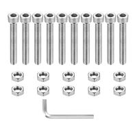 10 Pcs M8 Tornillos y Tuercas Set, Juego de Tornillos de Cabeza Hueca Hexagonal con Tuercas de Acero Inox, Tornillería Tornillos de Roscados Cabeza Cilíndricos Hexagonales con Tuercas (M10x80mm)