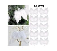 10 Pcs Mini Guardian Angel White Angel Feather Wings, Christmas Tree Hanging Ornament Decoration for Party And Wedding Decoration