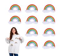 10 PCS Parches Ropa Infantil Plancha Arcoiris, Parche de Tela Nube Arcoíris Bordado para Ropa Manualidades Decoració