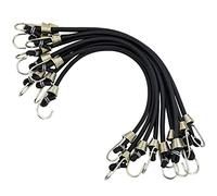 10 Pcs Pulpo Sujeción Cuerdas Elásticas con Ganchos Pulpos Elásticos Transporte Universal Expansor de Goma con 2 Ganchos Goma Tensora Cuerda para Coche Bici Moto Camping Sujeción de Carga, Negro