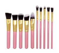 10 PCS Set de Brochas Maquillaje Profesional Cerdas Artificiales Suaves y Flexibles Amigables con la Piel Mango Madera Resistente al Desgaste Formas Funciones Diferentes Cumple las Necesidades Diarias