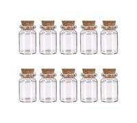 10 Pcs Small Glass Bottles with Cork Lids, Mini Glass Bottles with Stoppers Empty Spell Jars Small Message Bottles Tiny Wishing Bottles Miniature Poti