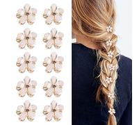 10 Pedazo Mini Pinzas para Cabello,Pinzas para Cabello PequeñAs Pinzas para Cabello con Flores para Mujeres,NiñAs,Mini Pinzas para Cabello Dulces,Pinzas para Cabello para Diario,Fiesta,Boda (Blanco)