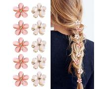 10 Pedazo Mini Pinzas para Cabello,Pinzas para Cabello PequeñAs Pinzas para Cabello con Flores para Mujeres,NiñAs,Mini Pinzas para Cabello Dulces,Pinzas para Cabello para Fiesta,Boda (Blanco y Rosa)