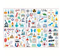10 pegatinas de , 75 instrumentos de detección de física, biología y química de dibujos animados, de , pegatinas de falsas, impermeables, realistas y temporales, adecuadas como regalos para a .