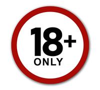 10 pegatinas de Admisión solo a partir de 18 años, prohibida la entrada a menores de edad, 9,5 cm de diámetro, con protección UV para exteriores e interiores