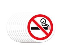 10 pegatinas de prohibido fumar, diámetro de 8 cm, cartel prohibido fumar, para exterior e interior, señal de prohibición de fumar, no permitido cigarrillos, 10 unidades