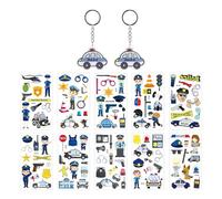 10 Pegatinas De Tatuajes De La Policía, 2 Coles De Coches De Policía, Pegatinas De Tatuajes De Dibujos Animados Para Niños, Lindas Pegatinas Impermeables, Adornos De Llaveros, Regalos Creativos.