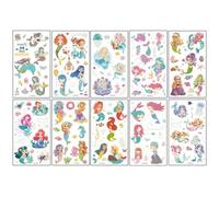 10 pegatinas de tatuajes de sirenas para niñas Tatuajes de sirenas que brillan en la oscuridad Pegatinas que brillan en la oscuridad para fiestas de cumpleaños de niñas Regalos de cumpleaños