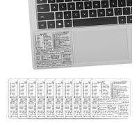 10 pegatinas de vinilo laminadas sin residuos con atajos para teclado. Aumenta tu productividad con atajos esenciales. Accesorios para ordenador (transparentes, con letras negras).