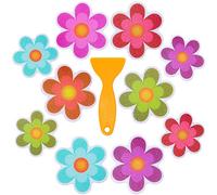 10 pegatinas decorativas antideslizantes impermeables para bañera y ducha con raspador premium (Diseño Floral)