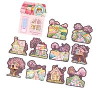 10 pegatinas estéticas para scrapbooking, escena, resistente al agua, PET para botella de agua, cuaderno, portátil, pegatinas educativas para scrapbooking