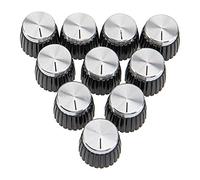 10 perillas de ajuste a presión para amplificadores Marshall con ollas de 6 mm de diámetro (negro con tapa plateada)