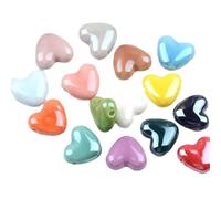 10 perlas de cerámica con forma de corazón, 14 mm, para enhebrar pulseras, perlas de cerámica, perlas intermedias, perlas de porcelana para hacer joyas, collares, pendientes, cadenas, manualidades,