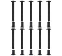 10 pernos de encuadernación de cabeza plana, M6 x 50 mm, tornillos de acero al carbono, tapas hexagonales, adecuados para agujeros de 8 mm para hebilla de cinturón, muebles, piel negra