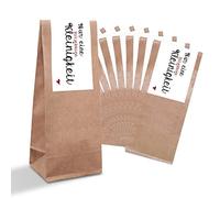 10 petits sacs à cadeaux marron + Tapis de parchemin ; Sacs Papier + autocollants une klitzekl une kleinigkeit en rouge blanc 7 x 20,5 x 4 cm (Noir) Noël Client motifs Noël Cadeaux